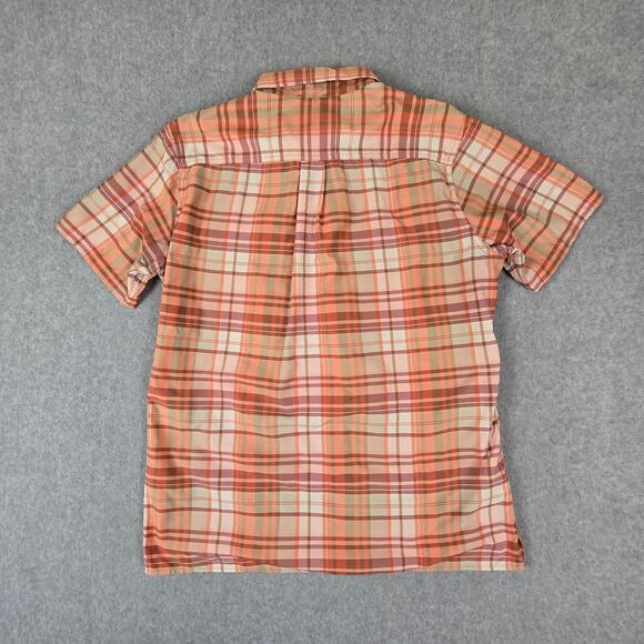 Eddie Bauer Shirt Mens Size Medium Short Sleeve Button Down Peach color Plaid - Picture 9 of 16